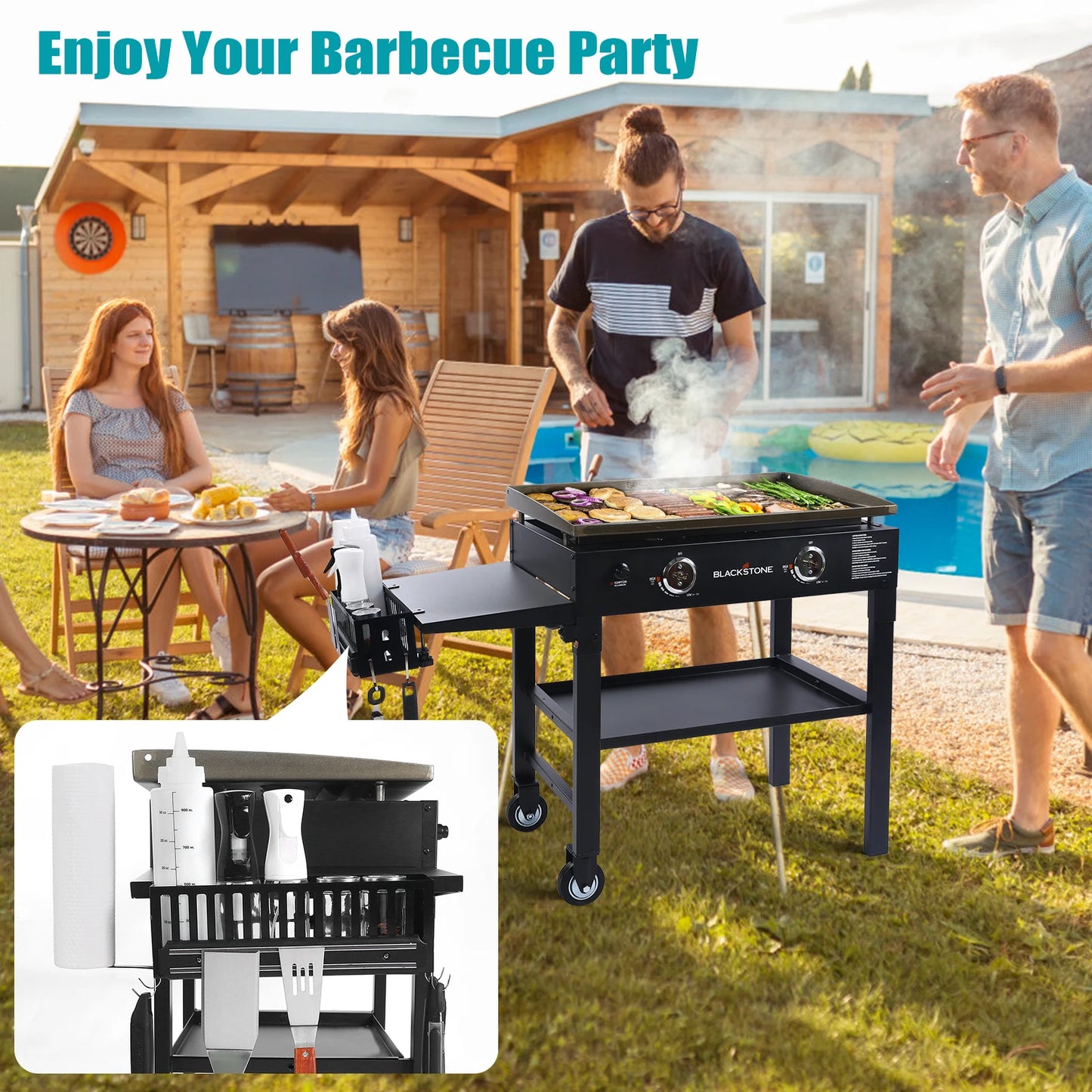 Outdoor Grill Side Holder Cafe Household Wall Mount Condiment Storage