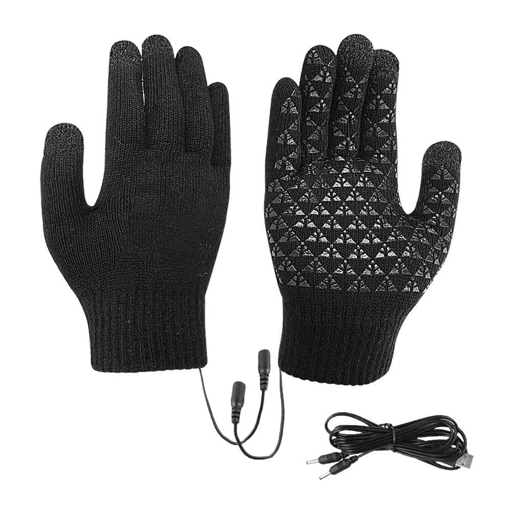 USB Heated Knitted Gloves | Touchscreen Non-Slip Winter Mitts