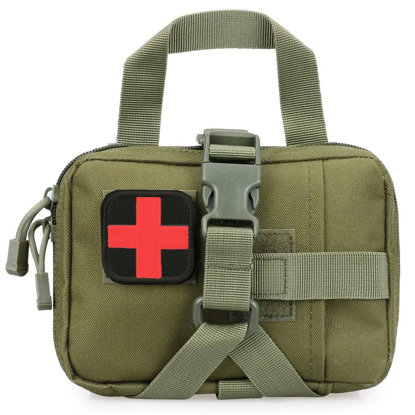 Tactical EMT First Aid Bag Rip Away Molle Pouch for Medical Kit & IFAK Tear-Away Design Travel Outdoor Hiking Emergency Survival Peaceful Pleasures Health and Wellness Army Green