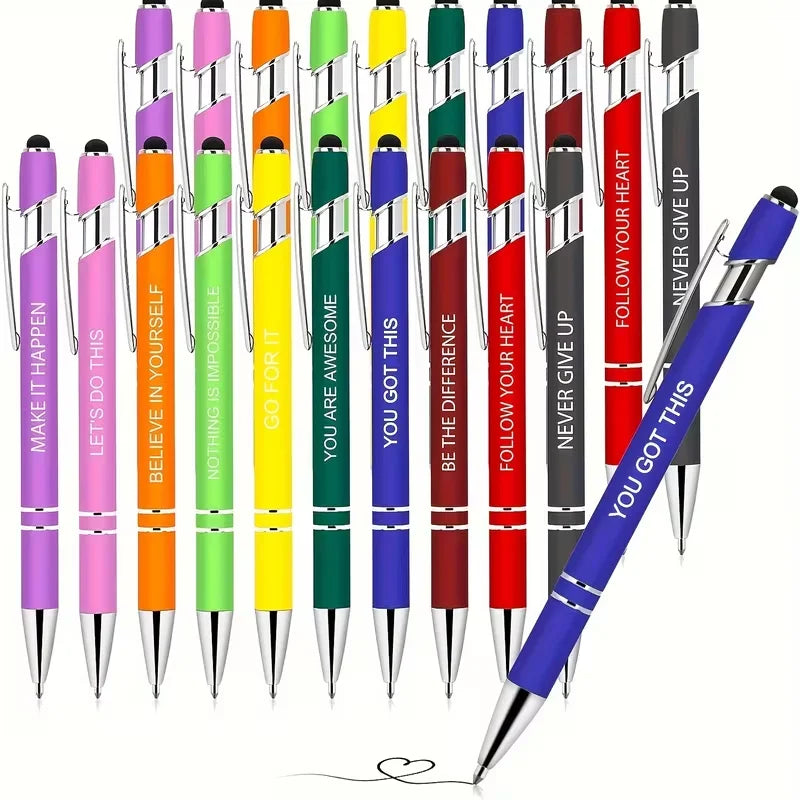 Inspirational Pens with Stylus Tips – 10/20-Piece Motivational Set
