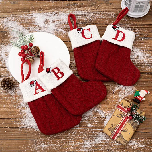 Knitted Christmas Stocking Ornament – Snowflake & Alphabet Christmas Stocking Ornament Oasis Select