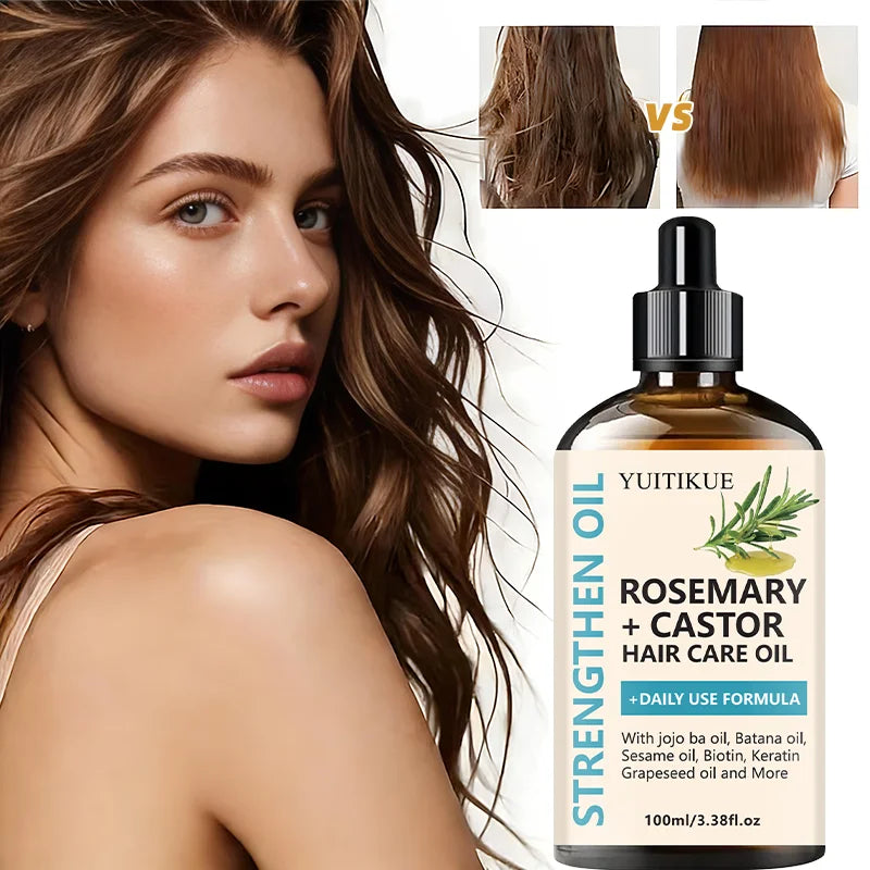 YUITIKUE Rosemary & Castor Strengthening Hair Oil 100ml Strengthening Hair Oil Peaceful Pleasures Health and Wellness