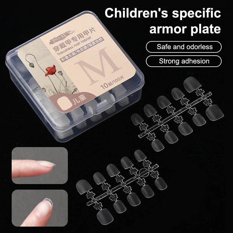 100 PCS Kids Fake Nail Tips False Nails Press On Nails Coffin Artificial Nails Clear Fake Nail Tips For Extension Manicure Tool Peaceful Pleasures Health and Wellness