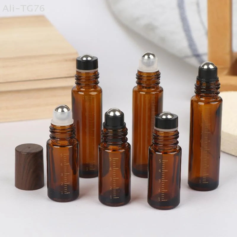 Amber Glass Roll-On Bottles 5ml 10ml | Essential Oil Roller Vials
