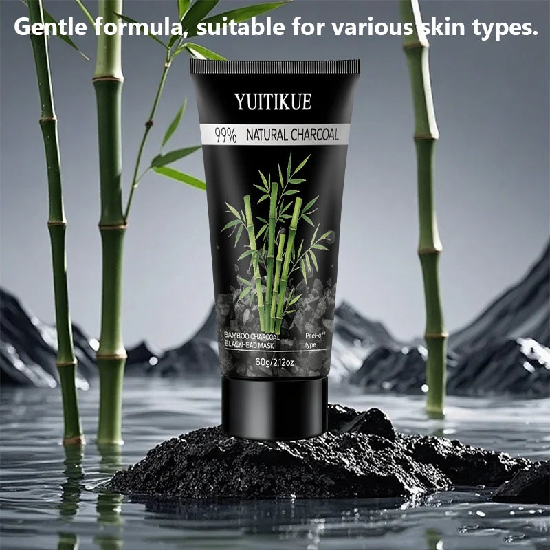 YUITIKUE Bamboo Charcoal Blackhead Mask 60g 99% Natural Charcoal Peel-off Mask for Deep Cleansing Peaceful Pleasures Health and Wellness