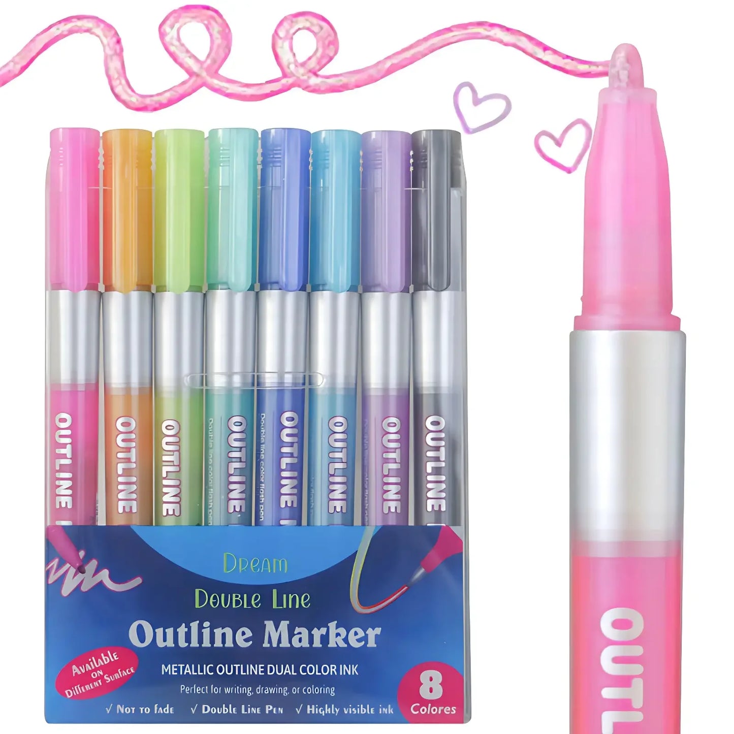 Double Line Outline Art Marker Pen DIY Graffiti Highlighter Scrapbook