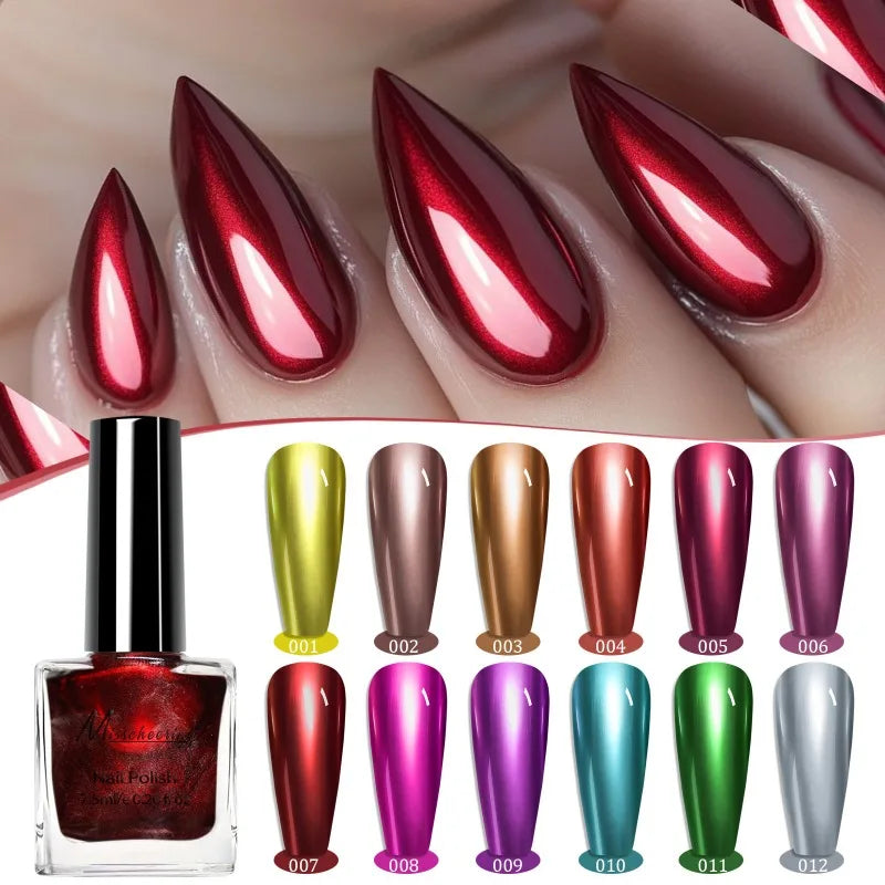 Chrome Mirror Nail Polish – 12 Metallic Shades, No UV Lamp