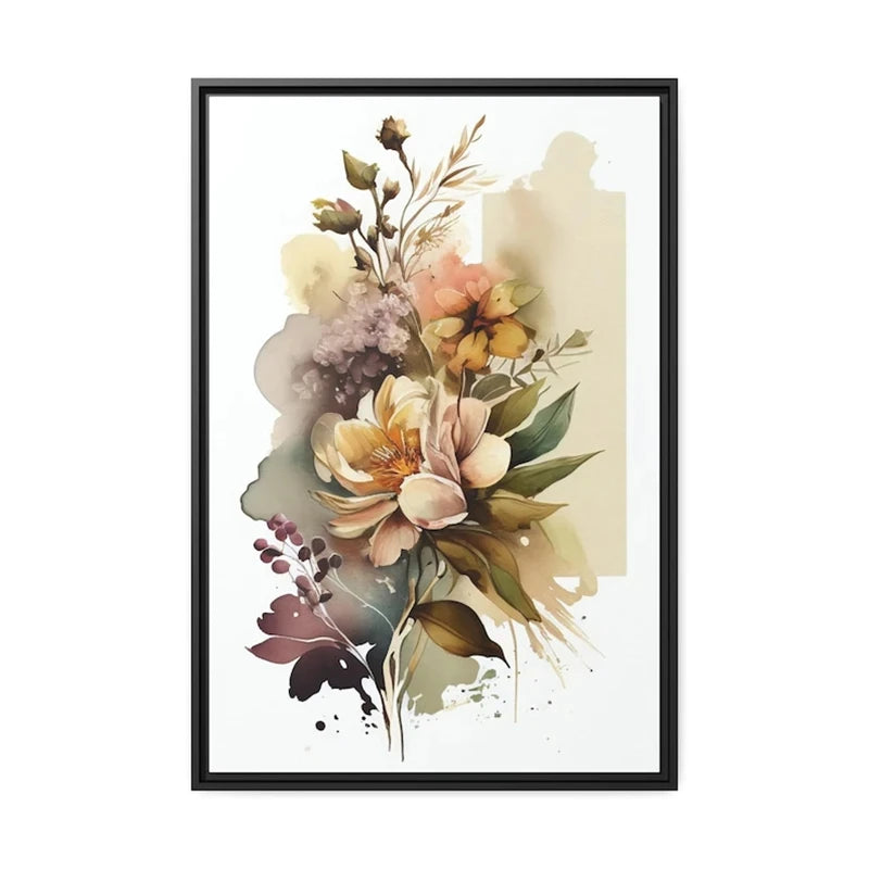 Colorful Flowers Watercolor Canvas Wall Art Print | Unframed