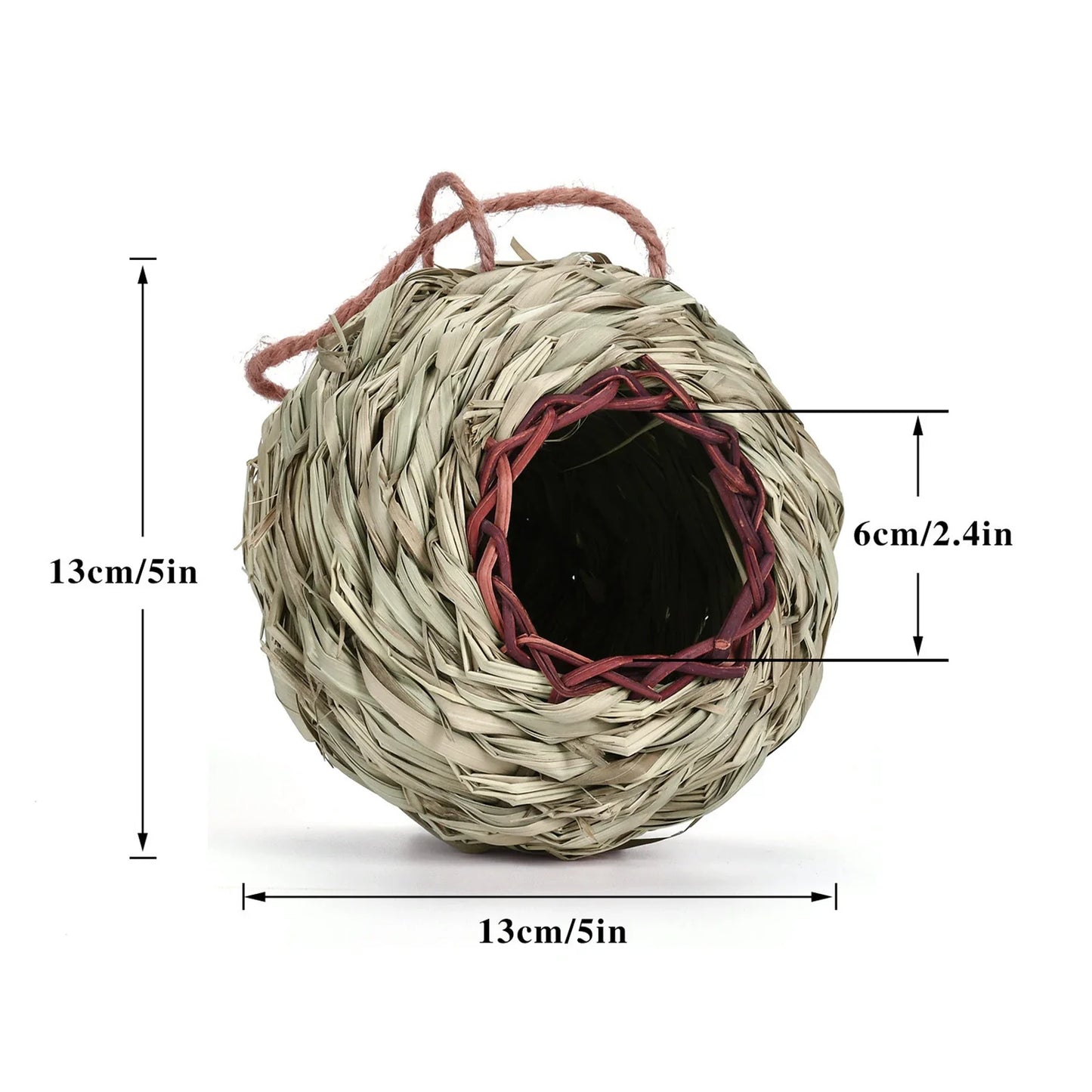 Handcrafted Woven Hanging Bird Nest House – Hummingbird & Parrot