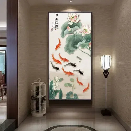 Home and Wanshi Xing Decorative Painting Landscape Mural Painting New Chinese Beginner Style Hanging Painting Home Decor Peaceful Pleasures Health and Wellness 13 40x80cm