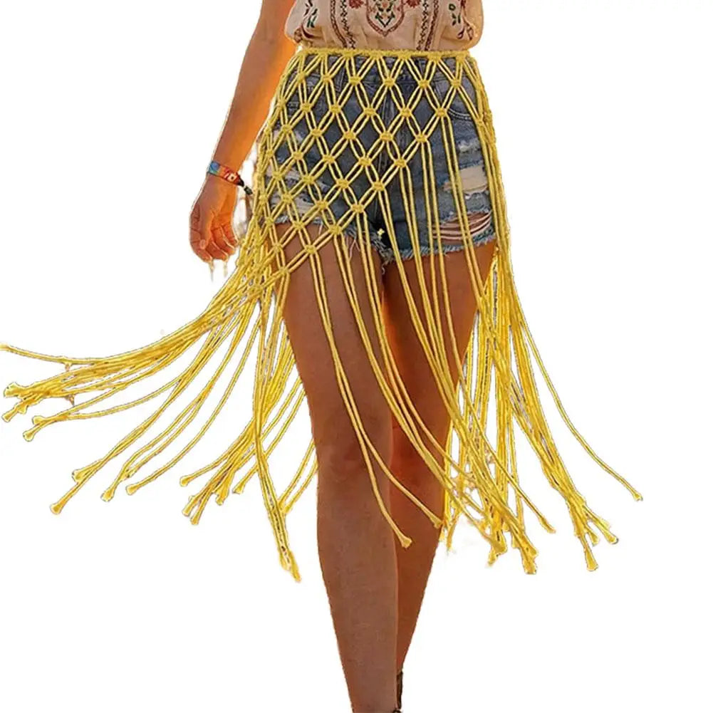 Bohemian Tassel Waist Belt | Handwoven Macrame Fringe Waistband