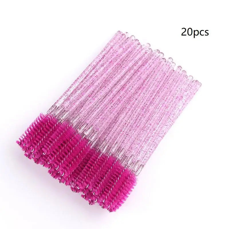 20-Pack Crystal Mascara Wands & Eyelash Brush Applicators