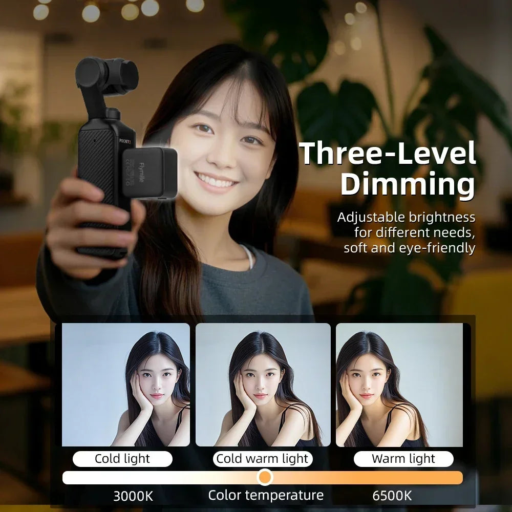 Portable Three-Level Magnetic LED Fill Light for DJI Osmo Pocket 3 Dimming Brightness Photography Lighting Light Accessories Peaceful Pleasures Health and Wellness