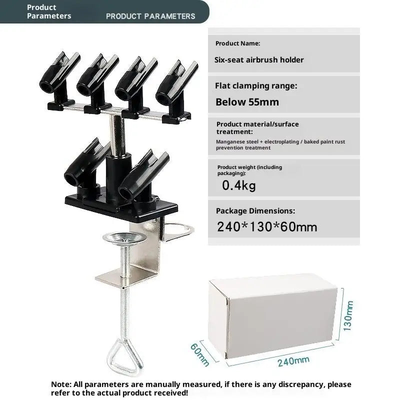 6-Clamp Airbrush Holder Gravity Stand Kit | Table Bench Station