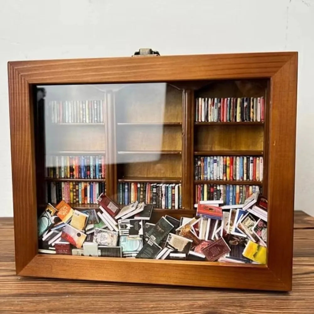 Miniature Wooden Bookshelf Fidget Sensory Desk Decor Toy