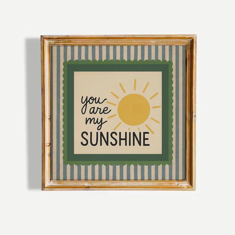 You Are My Sunshine Retro Quote Canvas Wall Art Print