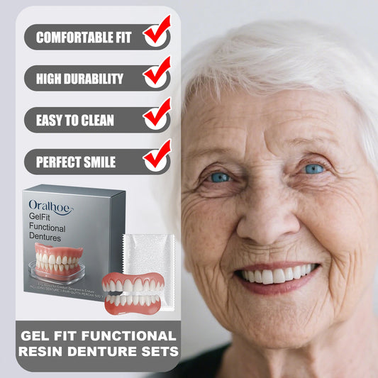 ORALHOE Gel-Fit Resin Denture Set | Cover Tooth Loss & Smile Cosmetic Denture Set Peaceful Pleasures Health and Wellness