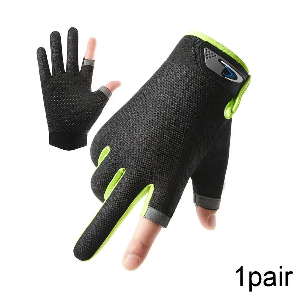 Ice Silk Fingerless UV Gloves for Cycling, Fishing & Driving