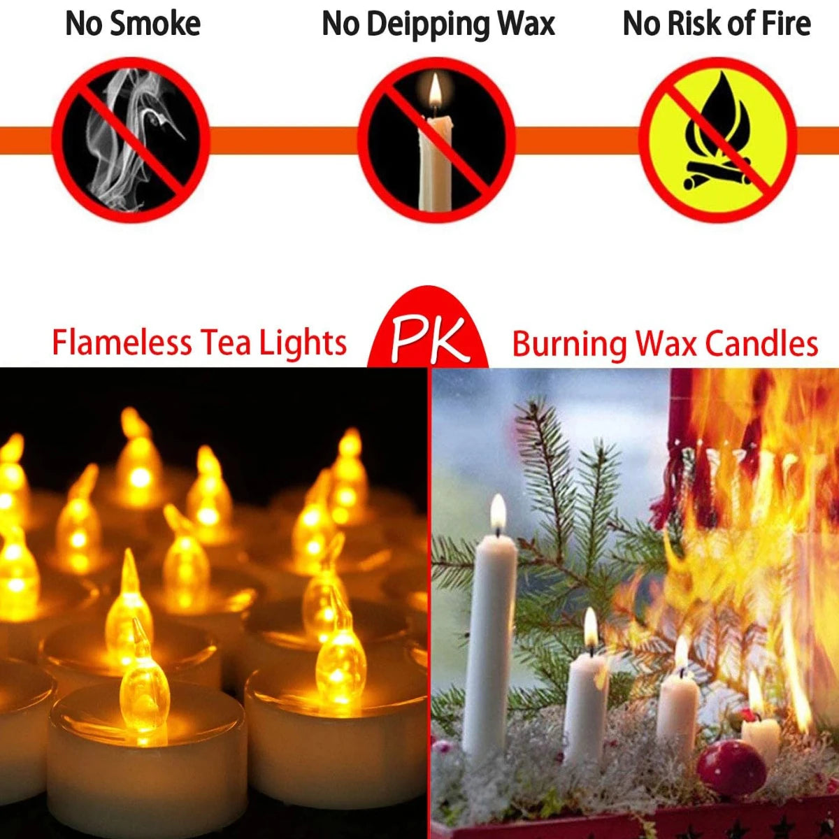 6-48Pc LED Flameless Candles Battery Operated Creative Wishing Tealight Warm White Fake Electric Candle For Halloween Christmas Peaceful Pleasures Health and Wellness