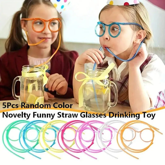Eyeglass Shaped Funny Straws 5-Pack | Kids Birthday Party Novelty Party Straws Peaceful Pleasures Health and Wellness