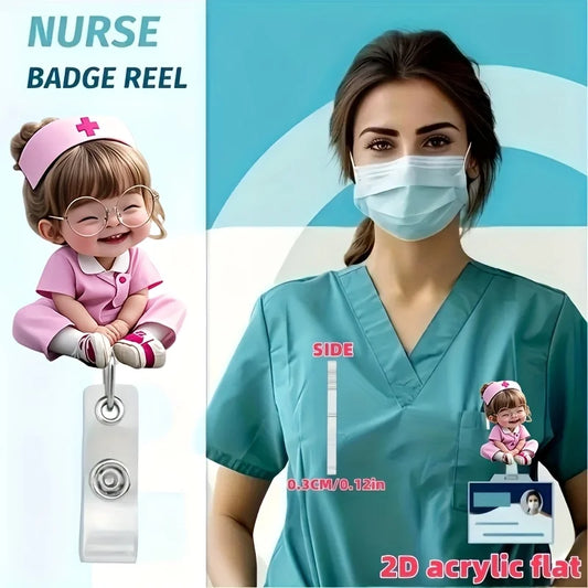 Cute Nurse ID Badge Holder Retractable Reel – Acrylic Clip Badge Holder Reel Peaceful Pleasures Health and Wellness