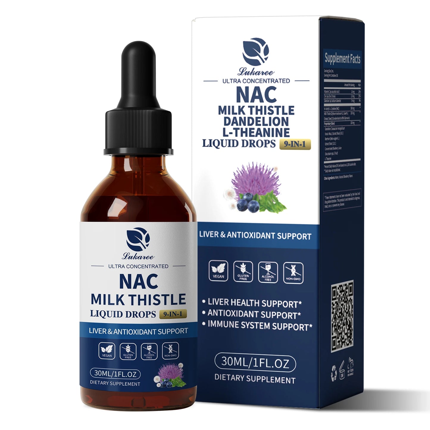 Liposomal NAC Supplement Drops 30ml – Milk Thistle, Liver & Lung Support Peaceful Pleasures Health and Wellness 30ml x 2bottles 2bottles United States