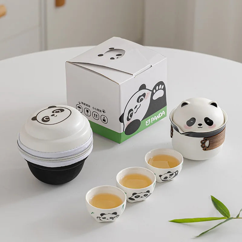 Panda Ceramic Camping Travel Tea Set | New Chinese Style