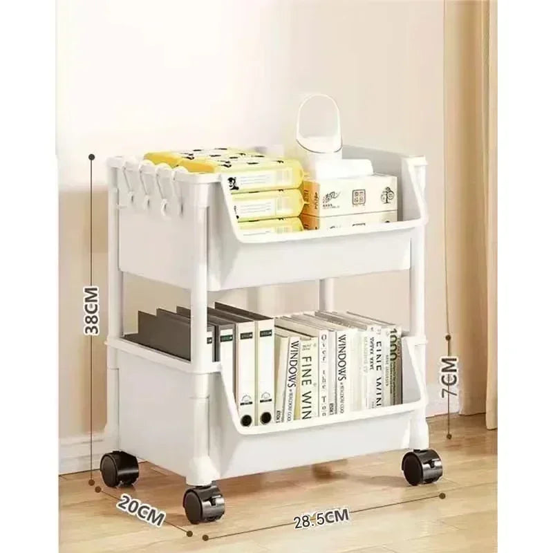 Rolling Multi-Layer Storage Shelf with Wheels – Kitchen, Bathroom & Bedroom Organizer Cart Peaceful Pleasures Health and Wellness 2-layer 1pc