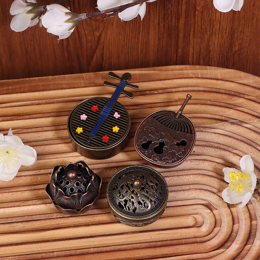 Mini Antique Pocket Incense Burner | Chinese Hollow Zinc Alloy Decor Incense Burner Peaceful Pleasures Health and Wellness