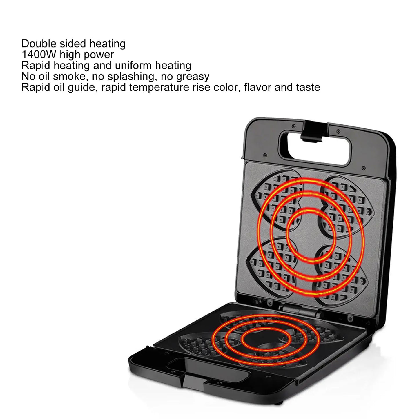 Heart Shaped Waffle Maker 1400W – 4 Nonstick Heart Waffles
