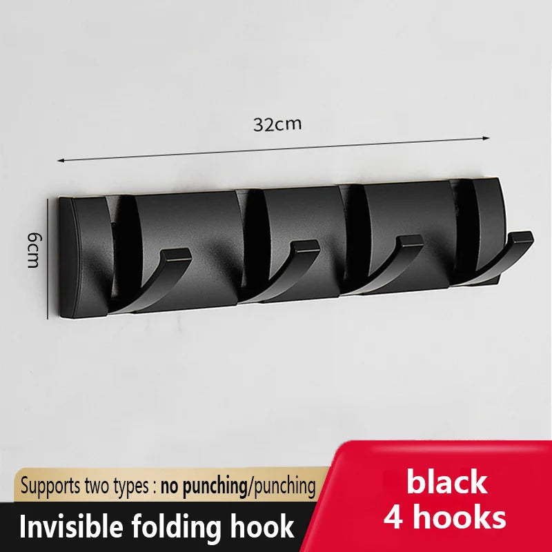 YUNJIEYA 6-Hook Folding Wall Hook Rack – Bathroom & Kitchen