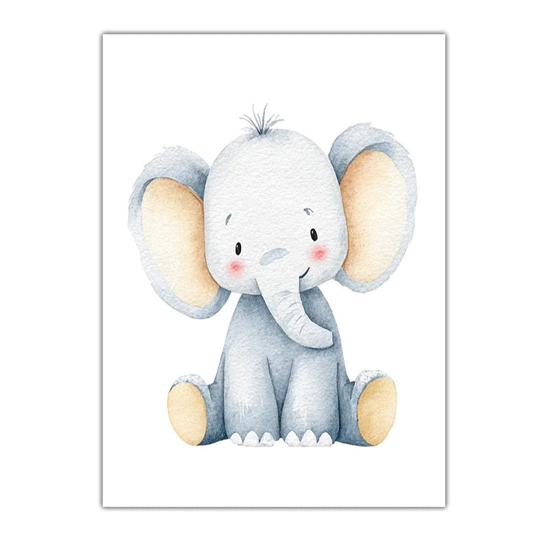 Nursery Animal Canvas Wall Art | Tiger Hippo Lion Kids Poster Canvas Wall Art Peaceful Pleasures Health and Wellness 01 15x20cm No Frame China Mainland