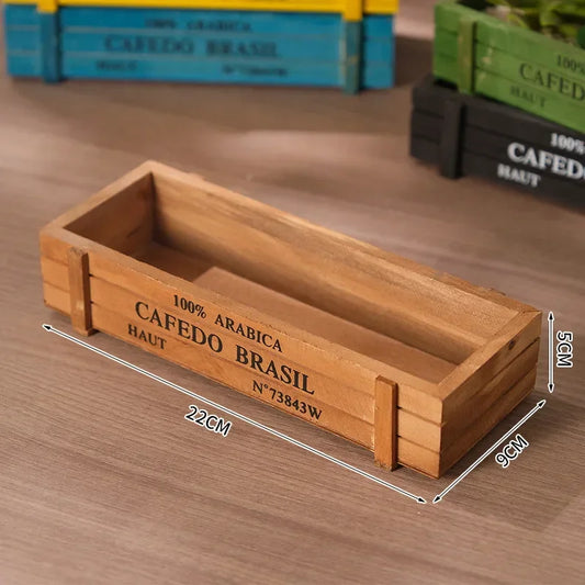 Retro Vintage Wooden Storage Box | Succulent Planter & Organizer Wooden Planter Box Peaceful Pleasures Health and Wellness Retro