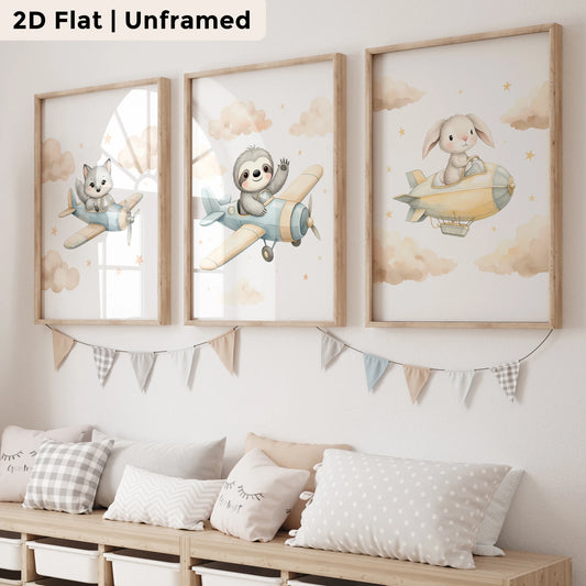 3-Piece Cartoon Rabbit & Sloth Canvas Wall Art Print Set Canvas Wall Art Set Peaceful Pleasures Health and Wellness GP127-3pcs 60x80cm Unframed
