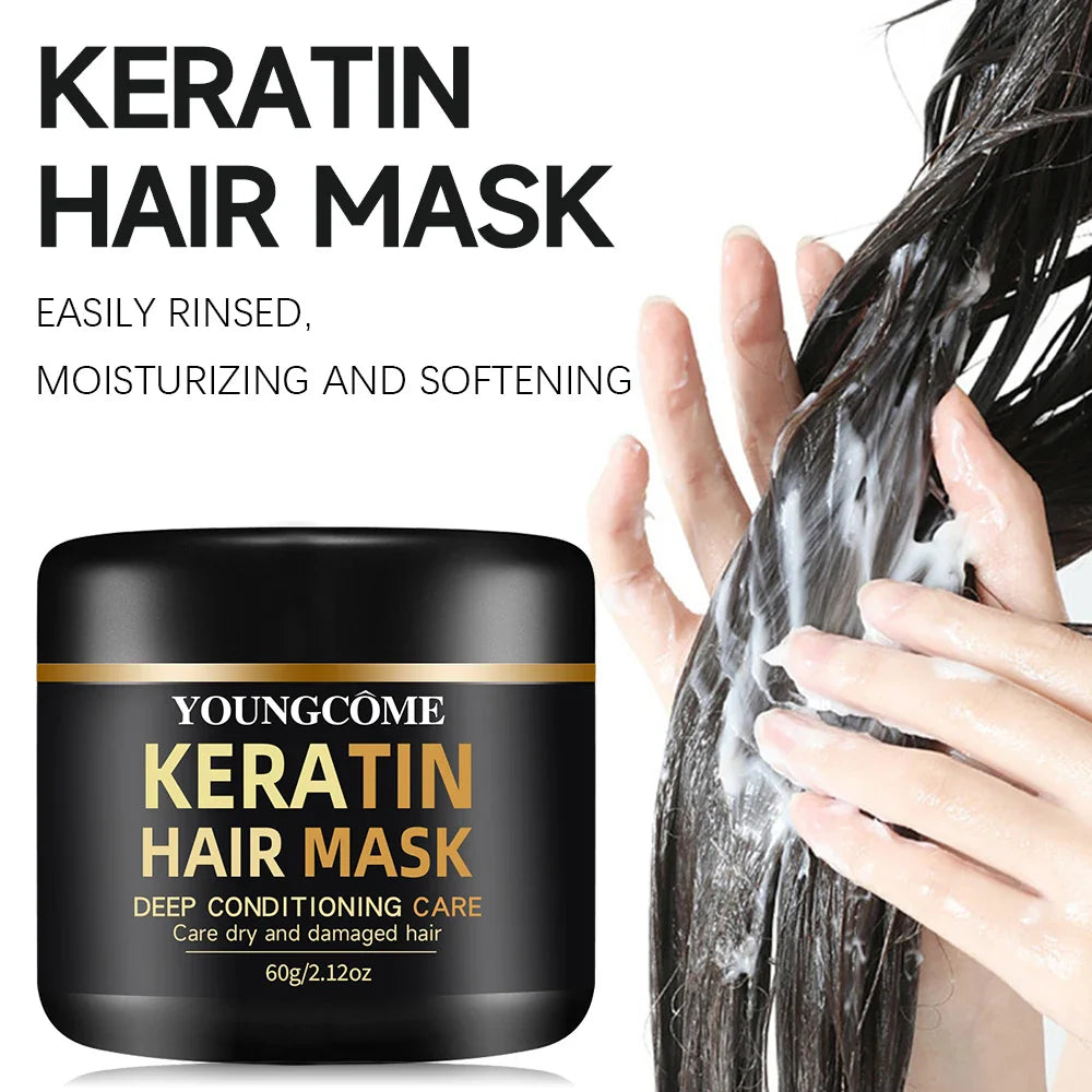 YOUNGCOME Keratin Hair Mask & Essential Oil Set – 5 Min