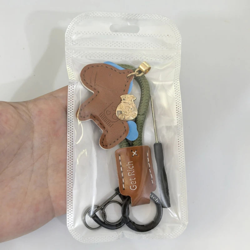Money Soon Handmade Leather Keychain | Cute Couple Gift Leather Keychain Peaceful Pleasures Health and Wellness