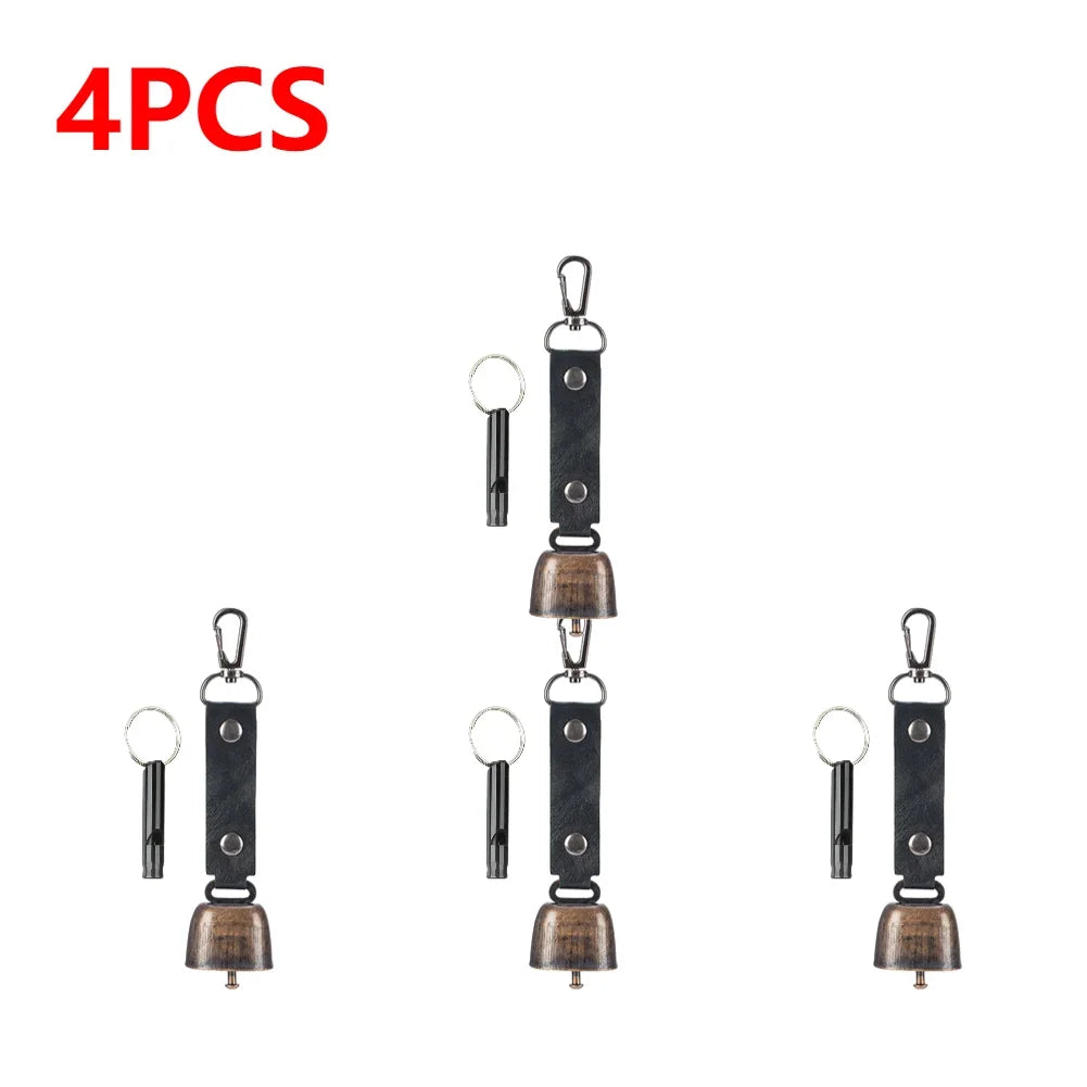 Outdoor Repellent Bear Bell Camping Retro Wind Chime Keychain Accessories Hiking Reminder Pet Pendant Bell for Fishing Peaceful Pleasures Health and Wellness Black-3