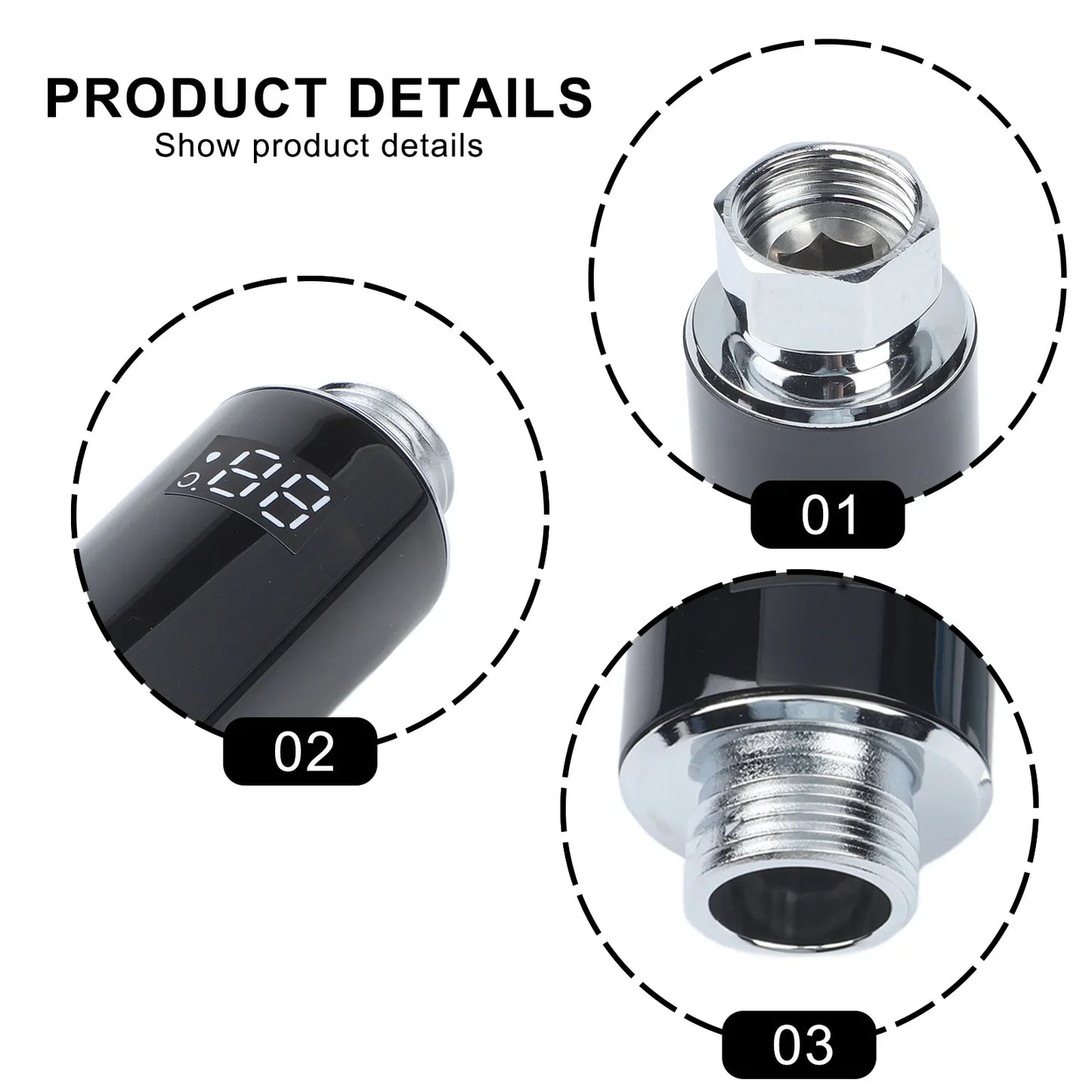 Digital Shower Thermometer LED Display 0–99°C | 3-Color Alert