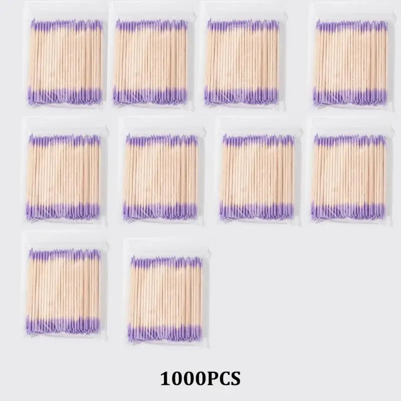 100/200/300/500Pcs Nail Double-Head Wood Swab Cleaning Sticks Purple Dual-Tipped Cotton Head Cleaning Swab Nail Polish Remover Peaceful Pleasures Health and Wellness 1000PCS