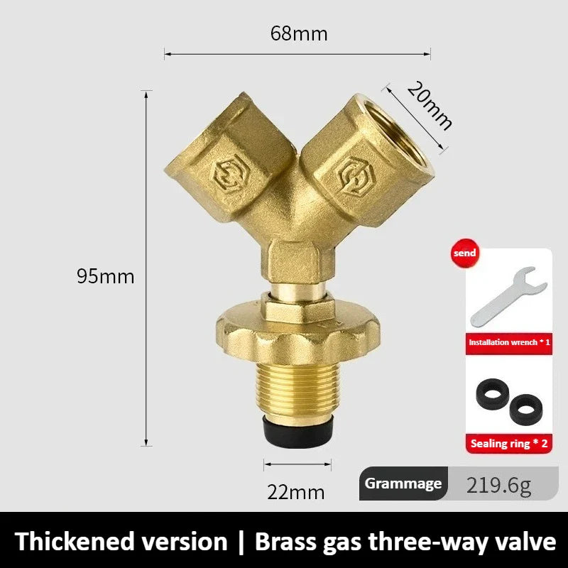 Brass 2-Way Y Garden Hose Splitter with Solid Handle
