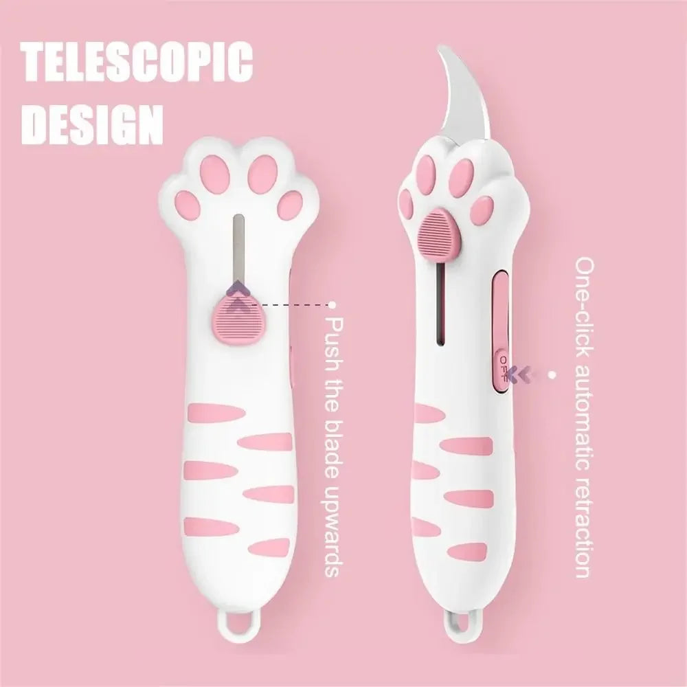 Cat Paw Mini Box Cutter – Cute Portable Utility Knife for Crafts