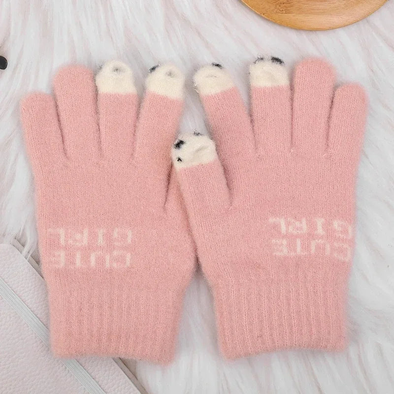 Panda Fingerless Gloves | Touchscreen Knit Winter Cycling Gift