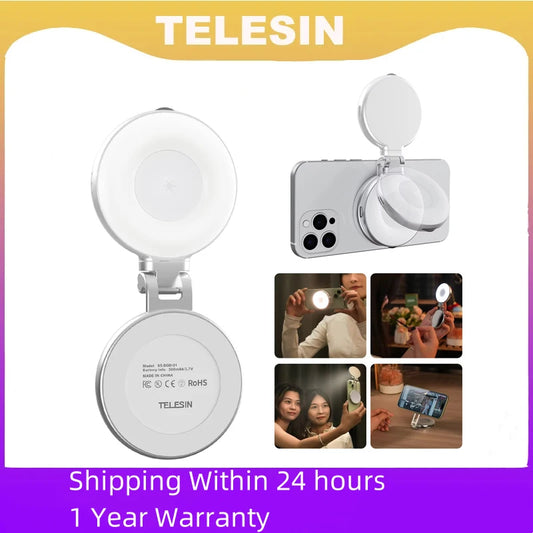 TELESIN Smartphone Magnetic Fill Light Mini Selfie Light 3 Modes Adjustable Brightness for Iphone XIAOMI HUAWEI SAMSUNG Phone Peaceful Pleasures Health and Wellness