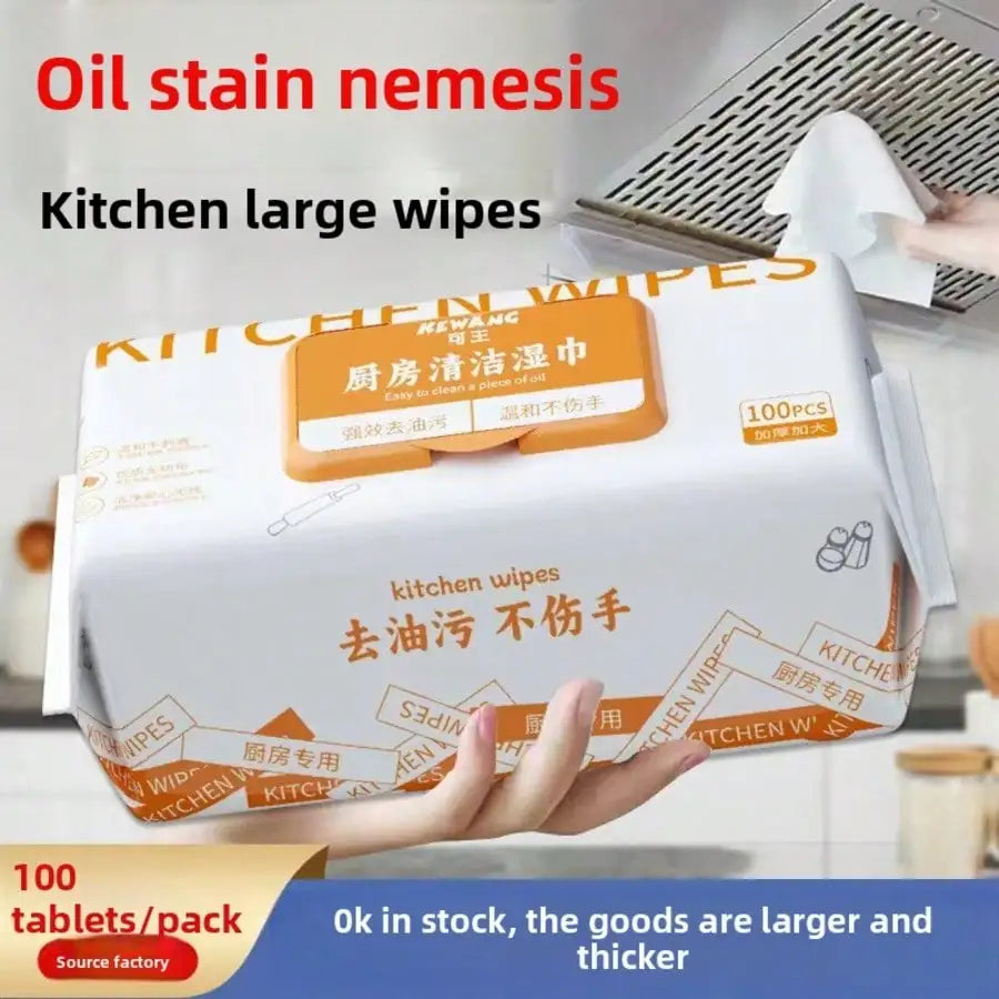 Kitchen Cleaning Wipes – 100 Extra Large Thick Degreasing Sheets