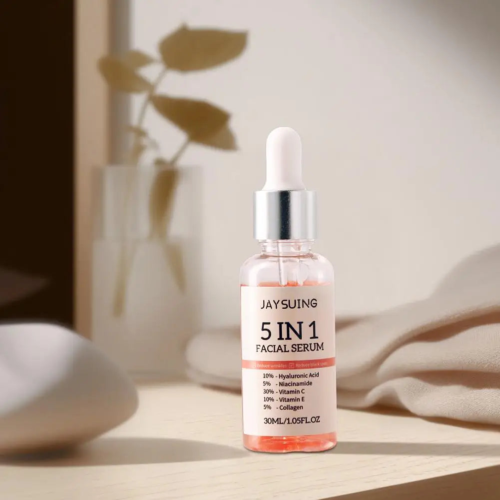 Jaysuing 5-in-1 Vitamin C & Hyaluronic Acid Face Serum – 30ml Moisturizing, Pore-Minimizing & Anti-Wrinkle Serum Peaceful Pleasures Health and Wellness