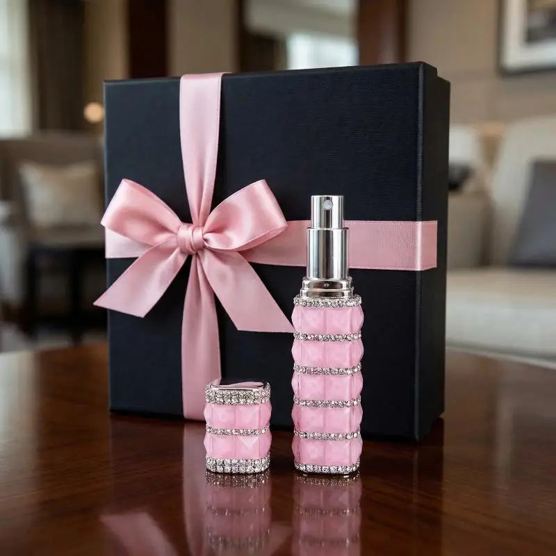Rhinestones-Encrusted Fragrance Bottle Refillable Fragrance Atomizer For Travel Spray Bottle Cosmetic Container Empty Bottle Peaceful Pleasures Health and Wellness