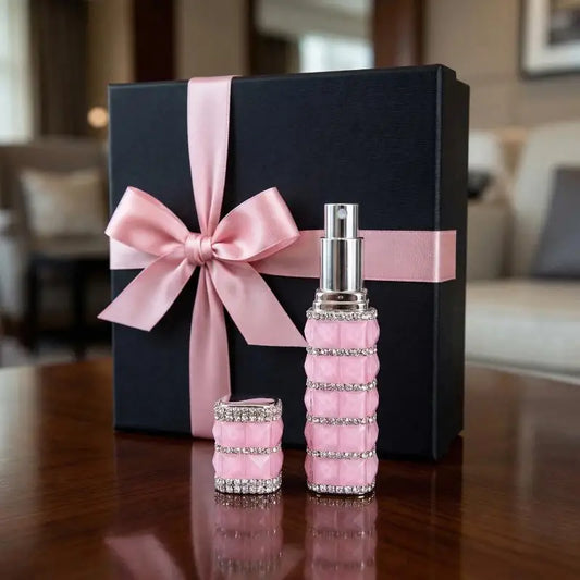 Rhinestones-Encrusted Fragrance Bottle Refillable Fragrance Atomizer For Travel Spray Bottle Cosmetic Container Empty Bottle Peaceful Pleasures Health and Wellness
