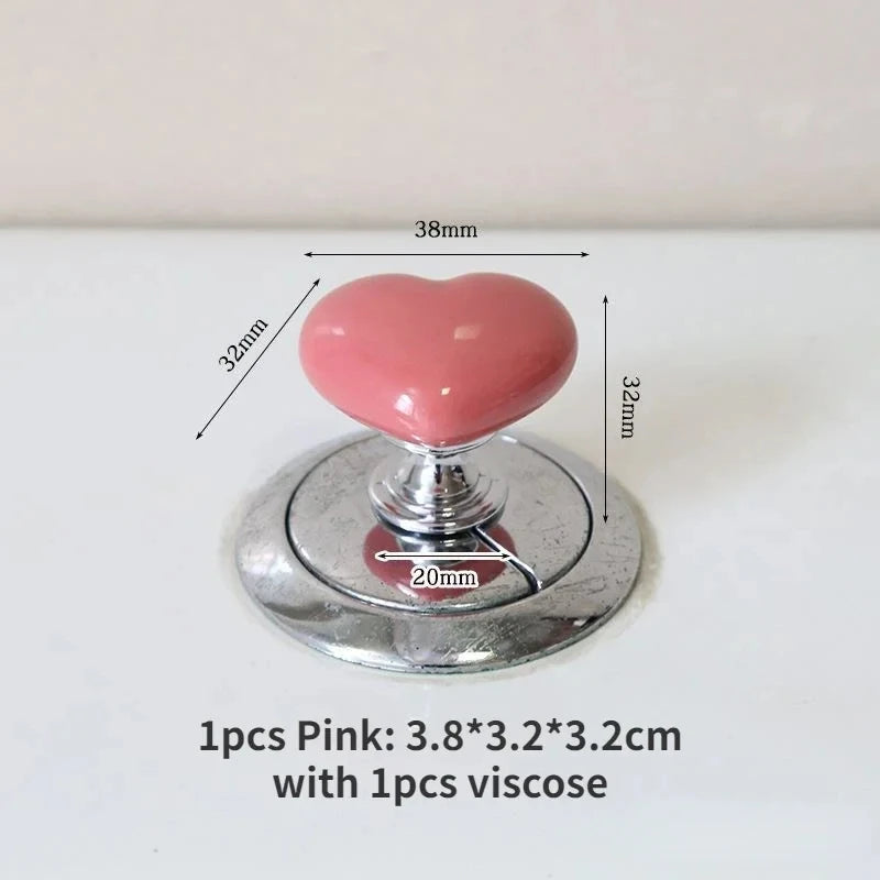 Heart-Shaped Toilet Flush Button | Cute Bathroom Décor