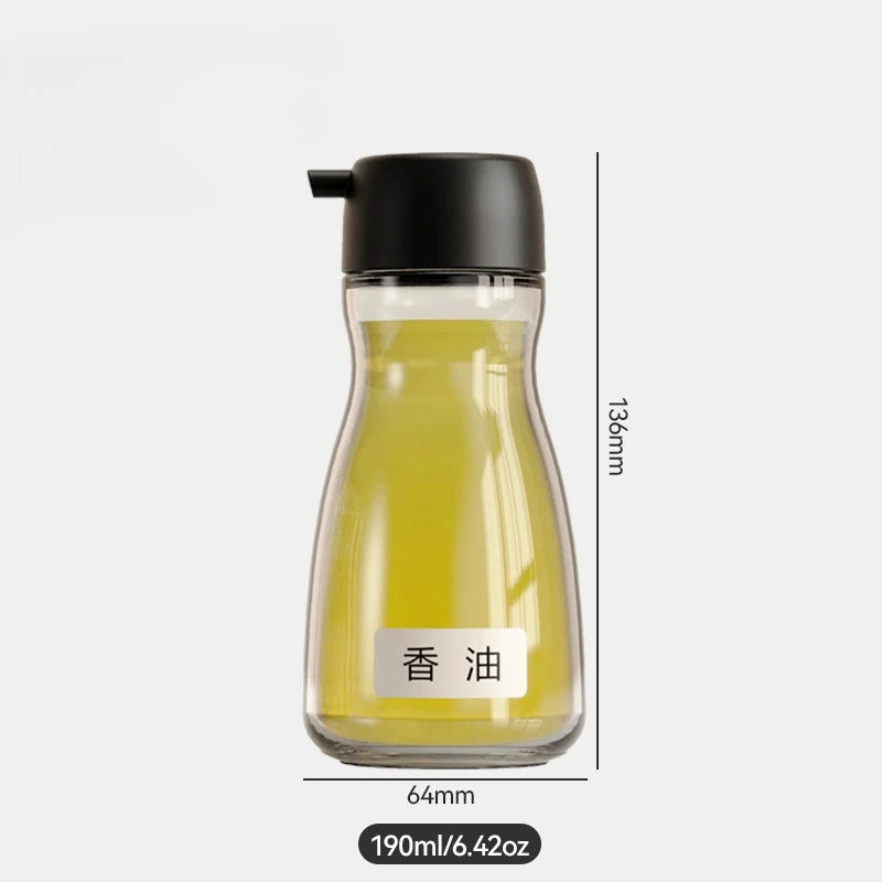 Hot 110/190ml Japanese Style Glass Oil Bottle Desktop Seasoning Bottle Kitchen Household Glass Soy Sauce Seasoning Can Oil Pot Peaceful Pleasures Health and Wellness black-190ml