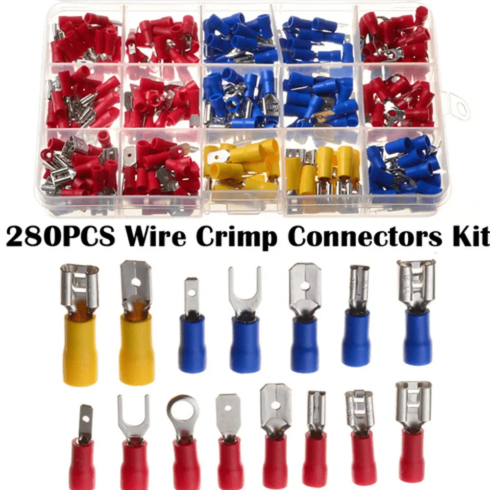 280pc Crimp Terminal Kit – Spade Butt Wire Connectors Assorted Peaceful Pleasures Health and Wellness